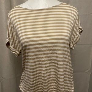 The Limited Cream and White Cuffed Sleeve Boxy T-Shirt